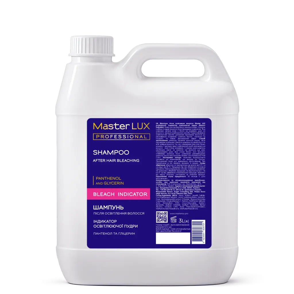 Szampon po rozjaśnianiu włosów Master LUX Professional (BLEACH INDICATOR) 3000ml