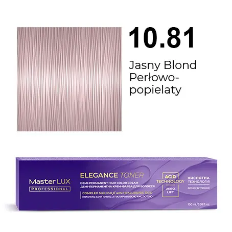 Półtrwała farba do włosów w kremie Master LUX professional ELEGANCE TONER 10.81 Jasny popielaty perłowy blond