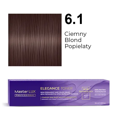 Demi-permanent hair color cream Master LUX professional ELEGANCE TONER 6.1 Dark Blonde Ash