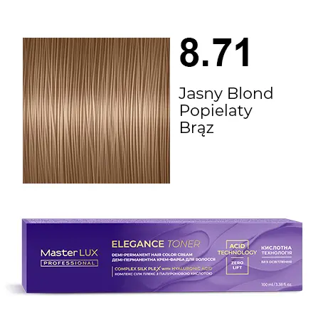 Półtrwała farba do włosów w kremie Master LUX professional ELEGANCE TONER 8.71 Jasny blond popielaty brąz