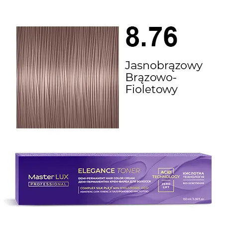 Półtrwała farba do włosów w kremie Master LUX professional ELEGANCE TONER 8.76 Jasnobrązowy brązowo-fioletowy