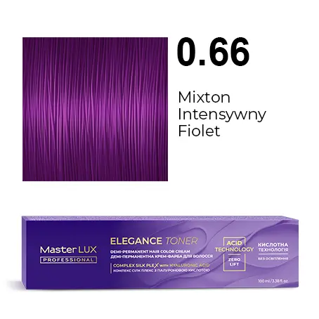 Półtrwała farba do włosów w kremie Master LUX professional ELEGANCE TONER 0.66 Mikston intensywnie fioletowy