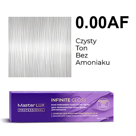 Demi-permanent hair color cream Master LUX professional INFINITE GLOSS 0.00AF Clear Tone Ammonia Free