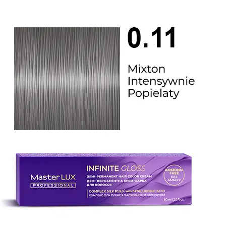 Półtrwała farba do włosów w kremie Master LUX professional INFINITY GLOSS 0.11 Mixton intensywnie popielaty