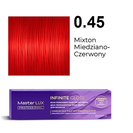 Półtrwała farba do włosów w kremie Master LUX professional INFINITY GLOSS 0.45 Mixton miedziano-czerwony