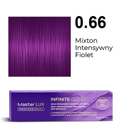 Półtrwała farba do włosów w kremie Master LUX professional INFINITY GLOSS 0.66 Mixton intensywny fiolet