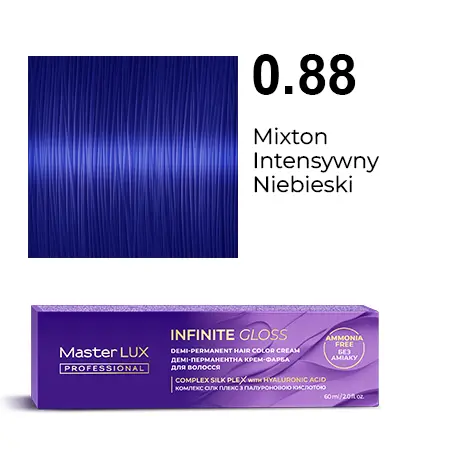 Półtrwała farba do włosów w kremie Master LUX professional INFINITY GLOSS 0.88 Mixton intensywny niebieski