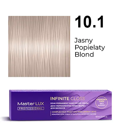 Półtrwała farba do włosów w kremie Master LUX Professional INFINITE GLOSS 10.1 — bardzo jasny blond popielaty