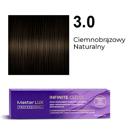 Półtrwała farba do włosów w kremie Master LUX professional INFINITY GLOSS 3.0 Ciemnobrązowy naturalny