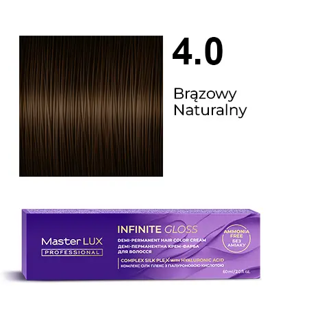 Półtrwała farba do włosów w kremie Master LUX professional INFINITY GLOSS 4.0 Brązowy naturalny