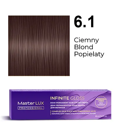 Półtrwała farba do włosów w kremie Master LUX Professional INFINITE GLOSS 6.1 — ciemny blond popielaty