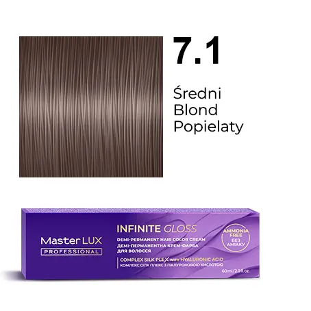 Półtrwała farba do włosów w kremie Master LUX professional INFINITY GLOSS 7.1 Średni blond popielaty