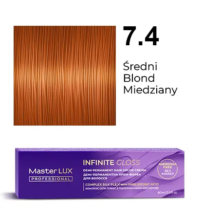Półtrwała farba do włosów w kremie Master LUX professional INFINITY GLOSS 7.4 Średni blond miedziany
