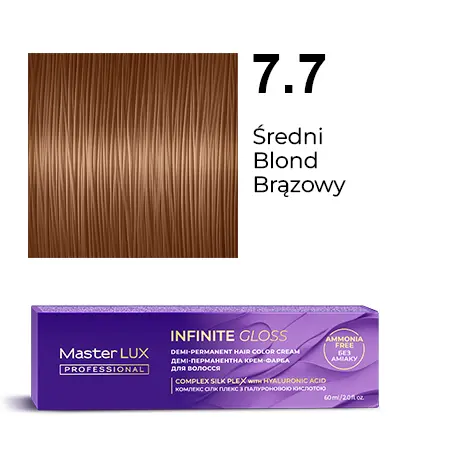 Półtrwała farba do włosów w kremie Master LUX professional INFINITY GLOSS 7.7 Średni blond brązowy