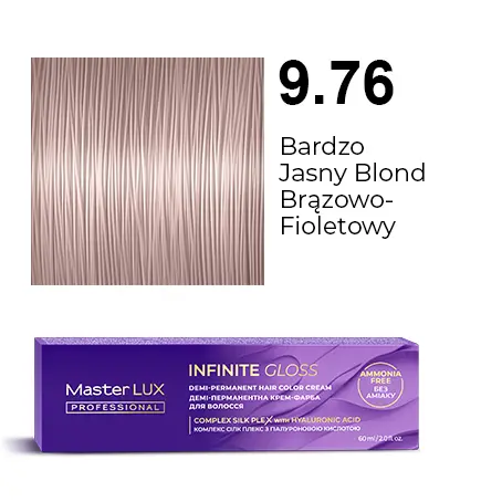 Półtrwała farba do włosów w kremie Master LUX professional INFINITY GLOSS 9.76 Bardzo jasny blond brązowo-fioletowy