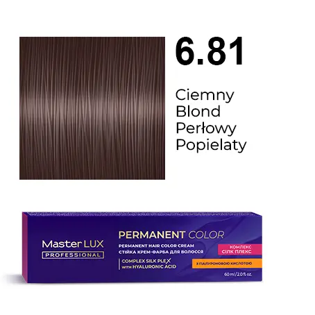 Krem do trwałej farby do włosów Master LUX professional 6.81 Ciemny blond perłowy popielaty