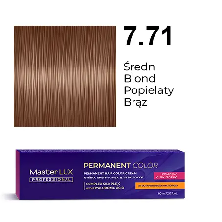 Permanent hair color cream Master LUX professional 7.71 Medium Blonde Brown Ash