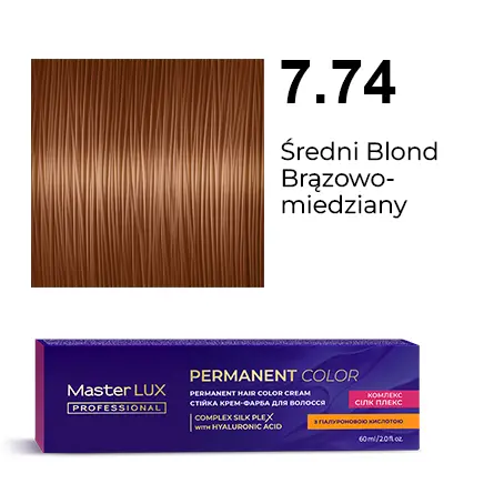 Krem do trwałej farby do włosów Master LUX professional 7.74 Średni blond brązowo-miedziany