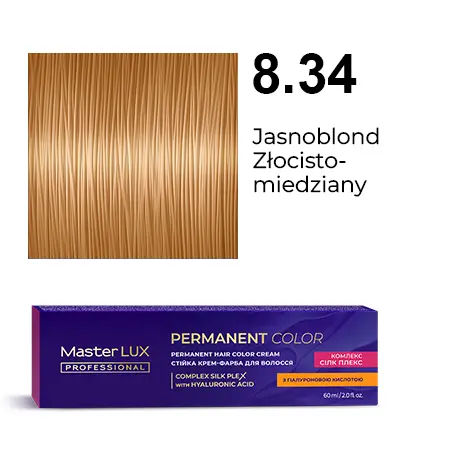 Krem do trwałej farby do włosów Master LUX professional 8.34 Jasnoblond, złocisto-miedziany