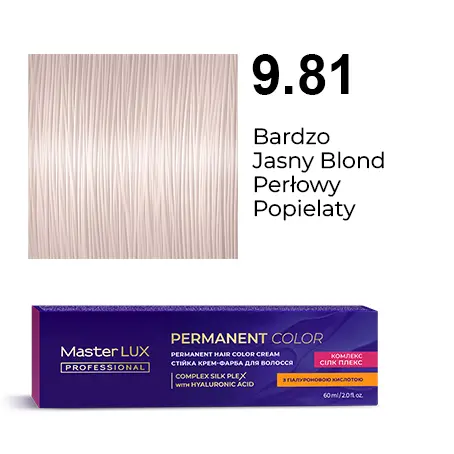 Krem do trwałej farby do włosów Master LUX professional 9.81  Bardzo jasny blond perłowy popielaty