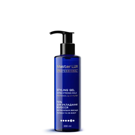 [10760] Гель для укладання волосся екстрасильна фіксація Master LUX professional 200 ml