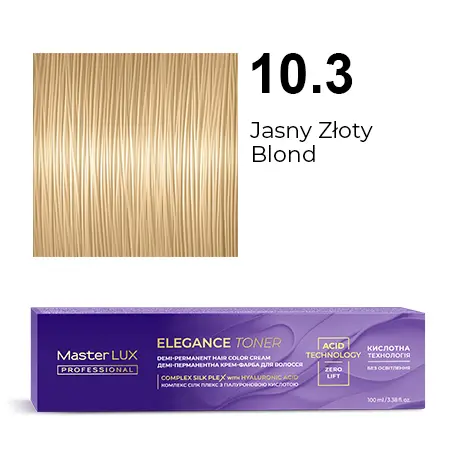[20636] Półtrwała farba do włosów w kremie Master LUX professional ELEGANCE TONER 10.3 Jasny złoty blond