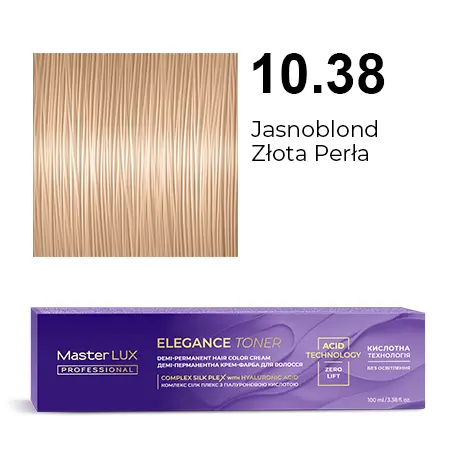 [20638] Półtrwała farba do włosów w kremie Master LUX professional ELEGANCE TONER 10.38 Jasnoblond złota perła
