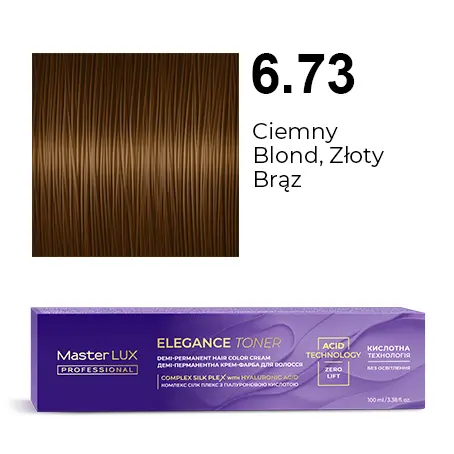 [20584] Demi-permanent hair color cream Master LUX professional ELEGANCE TONER 6.73 Dark Blonde Brown Golden