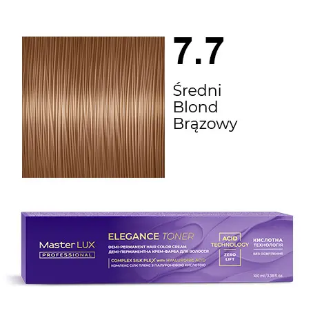 [20598] Półtrwała farba do włosów w kremie Master LUX professional ELEGANCE TONER 7.7 Średni blond brązowy