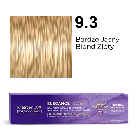 [ET-9.3] Półtrwała farba do włosów w kremie Master LUX Professional ELEGANCE TONER 9.3 — bardzo jasny blond złoty