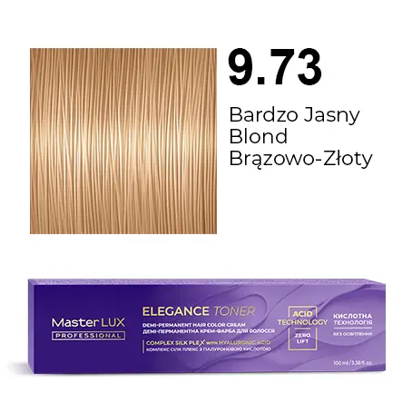 [20629] Półtrwała farba do włosów w kremie Master LUX professional ELEGANCE TONER 9.73 Bardzo jasny blond brązowo-złoty