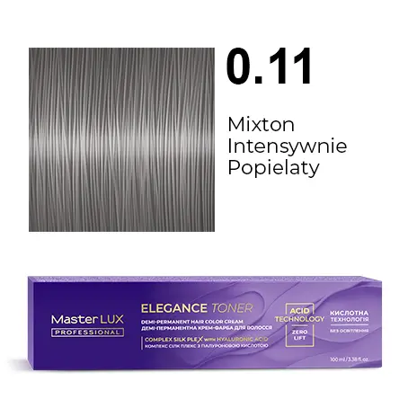 [20648] Półtrwała farba do włosów w kremie Master LUX professional ELEGANCE TONER 0.11 Mikston intensywnie popielaty