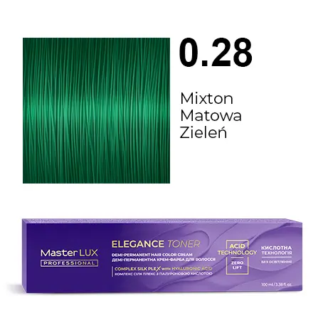 [20649] Półtrwała farba do włosów w kremie Master LUX professional ELEGANCE TONER 0.28 Mikston matowo-zielony
