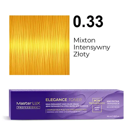[20650] Półtrwała farba do włosów w kremie Master LUX professional ELEGANCE TONER 0.33 Mikston intensywnie złocisty