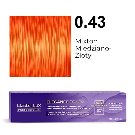 [20651] Półtrwała farba do włosów w kremie Master LUX professional ELEGANCE TONER 0.43 Mikston miedziano-złoty