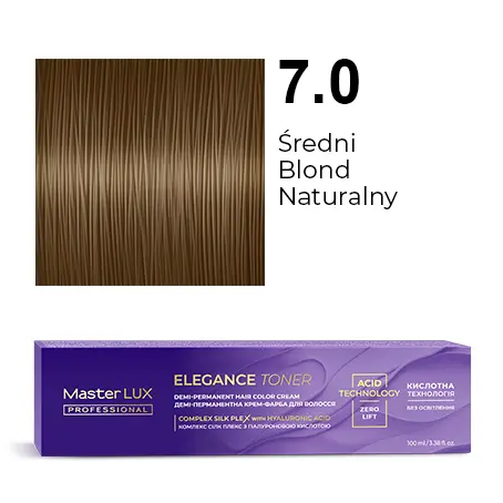 [20589] Półtrwała farba do włosów w kremie Master LUX professional ELEGANCE TONER 7.0 Średni blond naturalny