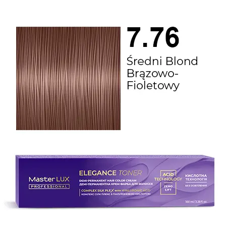 [20601] Półtrwała farba do włosów w kremie Master LUX professional ELEGANCE TONER 7.76 Średni blond brązowo-fioletowy