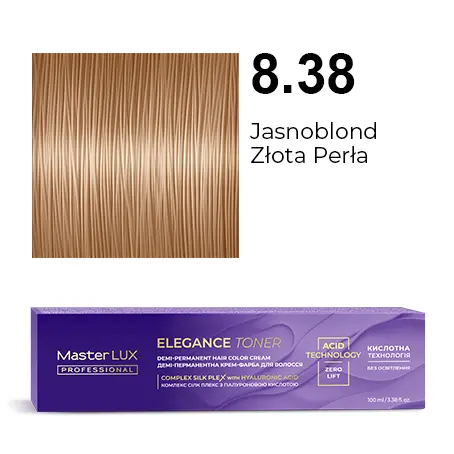 [20608] Demi-permanent hair color cream Master LUX professional ELEGANCE TONER 8.38 Light Blonde Golden-Pearl