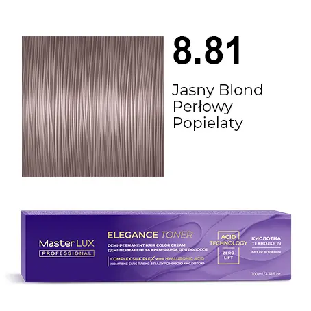 [20617] Półtrwała farba do włosów w kremie Master LUX professional ELEGANCE TONER 8.81 Jasny blond perłowo-popielaty
