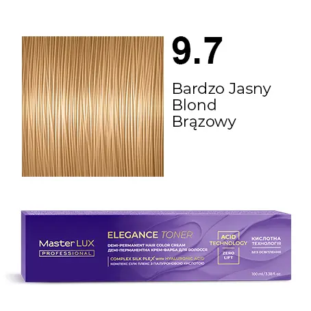 [20627] Półtrwała farba do włosów w kremie Master LUX professional ELEGANCE TONER 9.7 Bardzo jasny blond brązowy