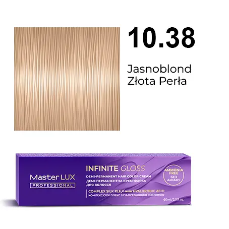 Demi-permanent hair color cream Master LUX professional INFINITE GLOSS 10.38 Lightest Blonde Golden-Pearl