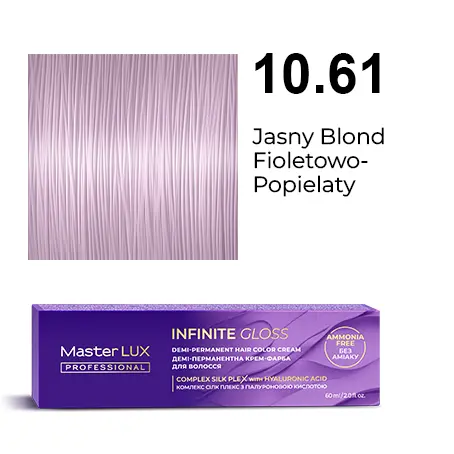 [IG-10.61] Напівстійка крем-фарба для волосся Master LUX Professional INFINITE GLOSS 10.61 — дуже світлий блонд фіолетово-попелястий