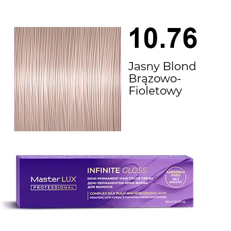 Półtrwała farba do włosów w kremie Master LUX professional INFINITY GLOSS 10.76 Jasny blond brązowo-fioletowy