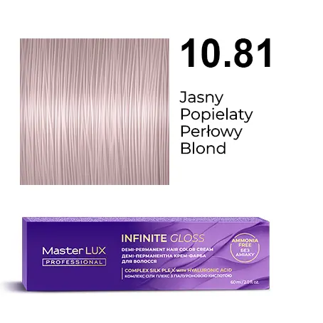 [IG-10.81] Półtrwała farba do włosów w kremie Master LUX Professional INFINITE GLOSS 10.81 — bardzo jasny blond perłowo-popielaty