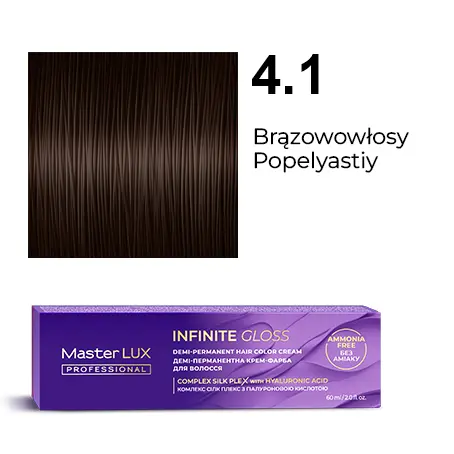 [IG-4.1] Półtrwała farba do włosów w kremie Master LUX Professional INFINITE GLOSS 4.1 — średni brąz popielaty