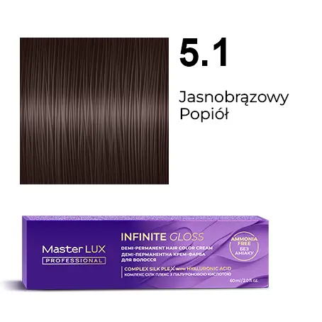 Półtrwała farba do włosów w kremie Master LUX professional INFINITY GLOSS 5.1 Jasnobrązowy popiół