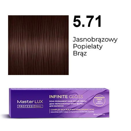 Półtrwała farba do włosów w kremie Master LUX professional INFINITY GLOSS 5.71 Jasnobrązowy popielaty brąz