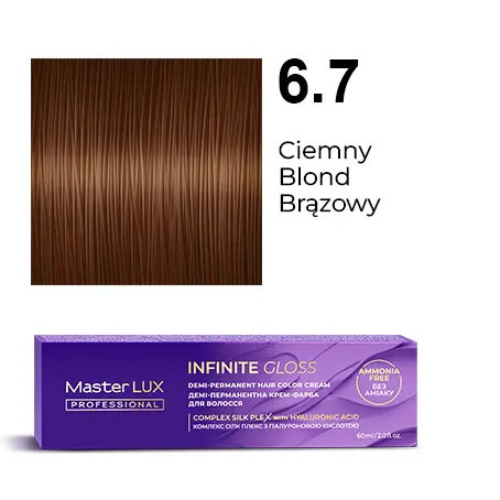 [IG-6.7] Półtrwała farba do włosów w kremie Master LUX Professional INFINITE GLOSS 6.7 — ciemny blond brązowy