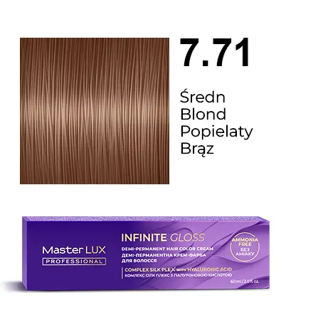 Półtrwała farba do włosów w kremie Master LUX professional INFINITY GLOSS 7.71 Średni blond popielaty brąz