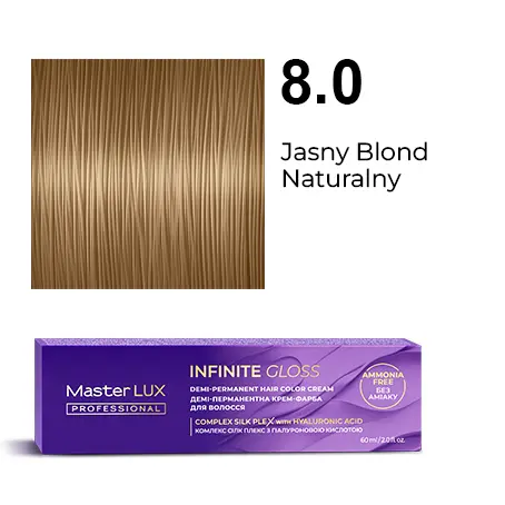 Półtrwała farba do włosów w kremie Master LUX professional INFINITY GLOSS 8.0 Jasny blond naturalny
